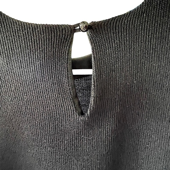 VINTAGE Gianna Black Knit Sweater with Bright Silky Print Sleeves & Applique 10 - Picture 6 of 8